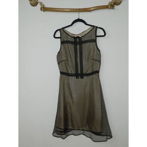 Leon‎ Max Limited Edition Dress Black Silk Tulle Overlay  Drop Waist Size 4